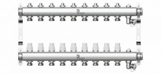 Коллектор из нержавеющей стали 1"-3/4 в сборе на 9 выходов с 2 заглушками Wester