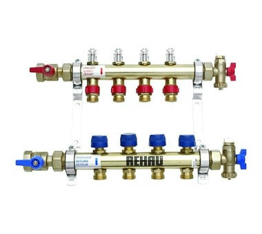 Коллектор распределительный HKV-D на 4 контура, нержавеющая сталь REHAU