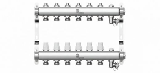 Коллектор из нержавеющей стали 1"-3/4 в сборе на 6 выходов с 2 заглушками Wester