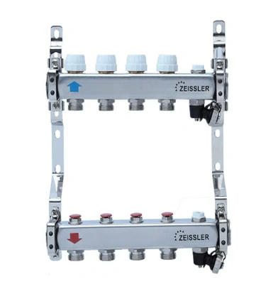 Коллекторная группа из нержавеющей стали без расходомеров 1" на 4 выхода 3/4" ZEISSLER