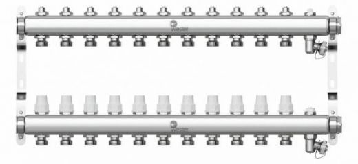 Коллектор из нержавеющей стали 1"-3/4 в сборе на 11 выходов с 2 заглушками Wester