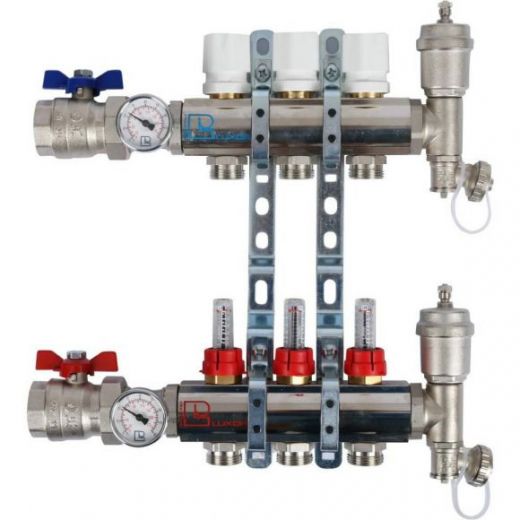 Коллекторная группа с расходомерами 1" на 3 выхода 3/4 ЕК Luxor CD 473M