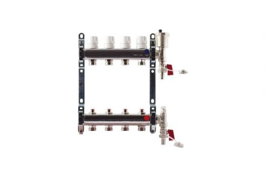 Коллекторная группа из нержавеющей стали 1"x3/4 EK 2 выхода с клапаном выпуска воздуха и сливом Imperial