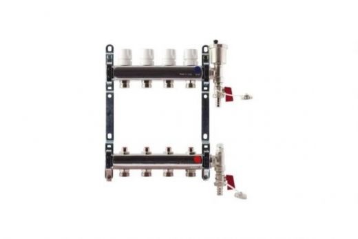 Коллекторная группа из нержавеющей стали 1"x3/4 EK 7 выходов с клапаном выпуска воздуха и сливом Imperial