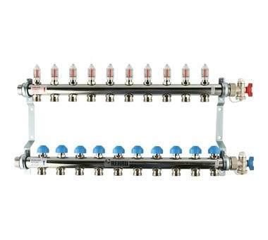 Коллектор распределительный HKV-D на 10 контуров, нержавеющая сталь REHAU