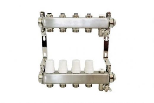 Коллекторная группа из нержавеющей стали 1"x3/4 EK 6 выходов (кран маевского и сливной кран) Victoria