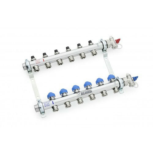 Коллектор распределительный HKV на 8 контуров, нержавеющая сталь REHAU