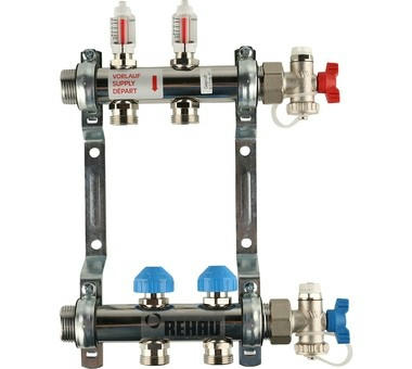 Коллектор распределительный HKV-D на 2 контура, нержавеющая сталь REHAU