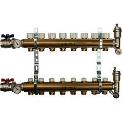 Коллекторная группа из латуни без расходомеров на 8 выходов STOUT