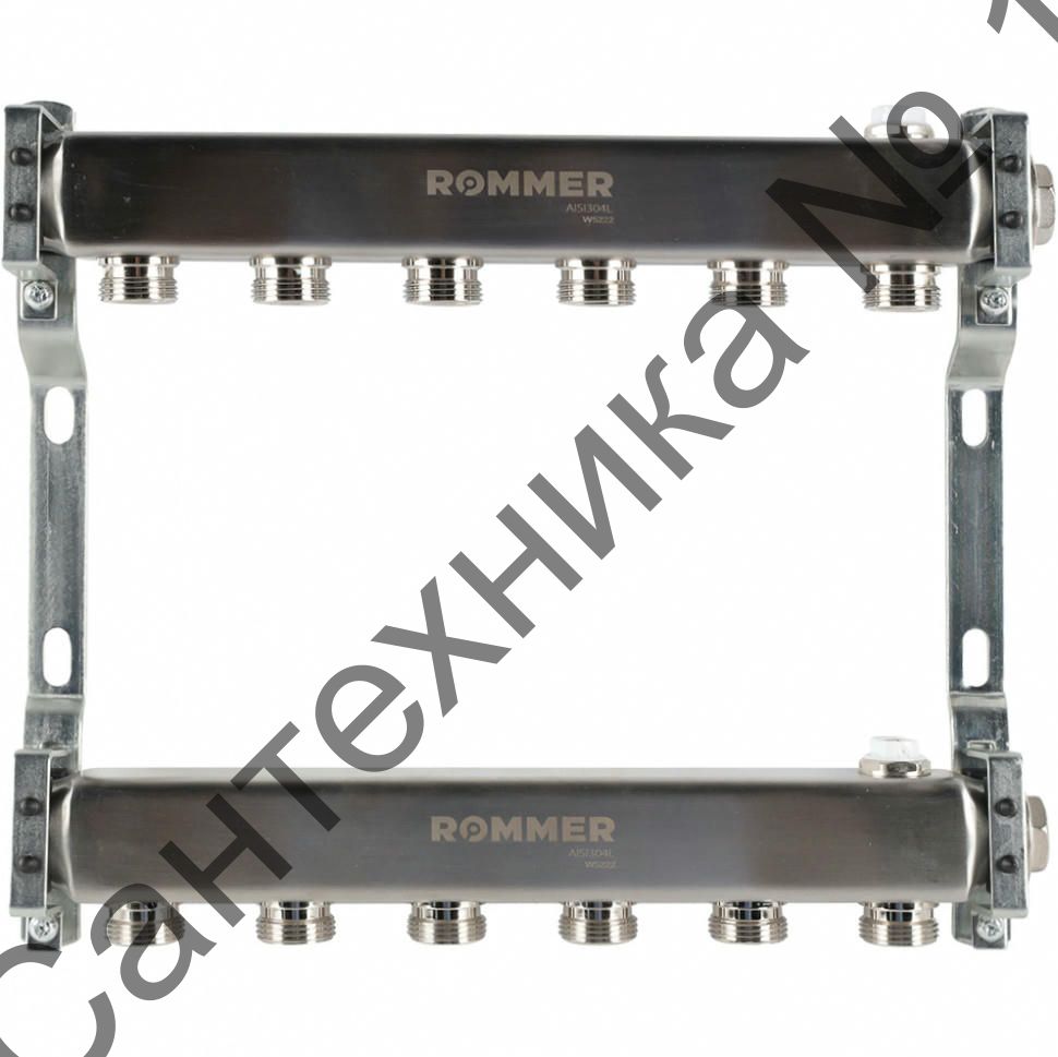 Коллектор из нержавеющей стали для радиаторной разводки 6 выходов ROMMER