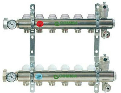 Коллекторная группа 1" на 11 выходов, межосевое 20 см Comisa