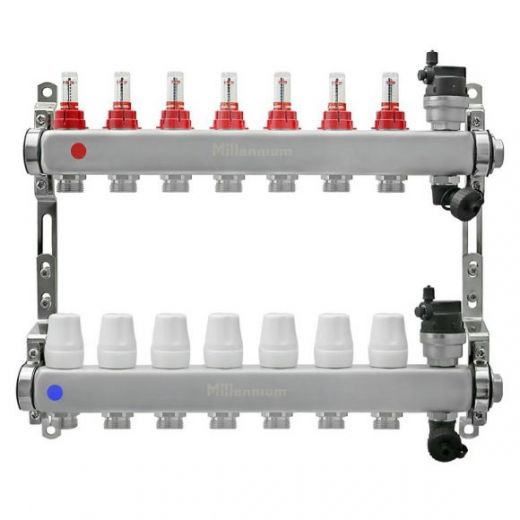 Коллекторная группа 1" 7 выходов без кранов с расходомерами Millennium