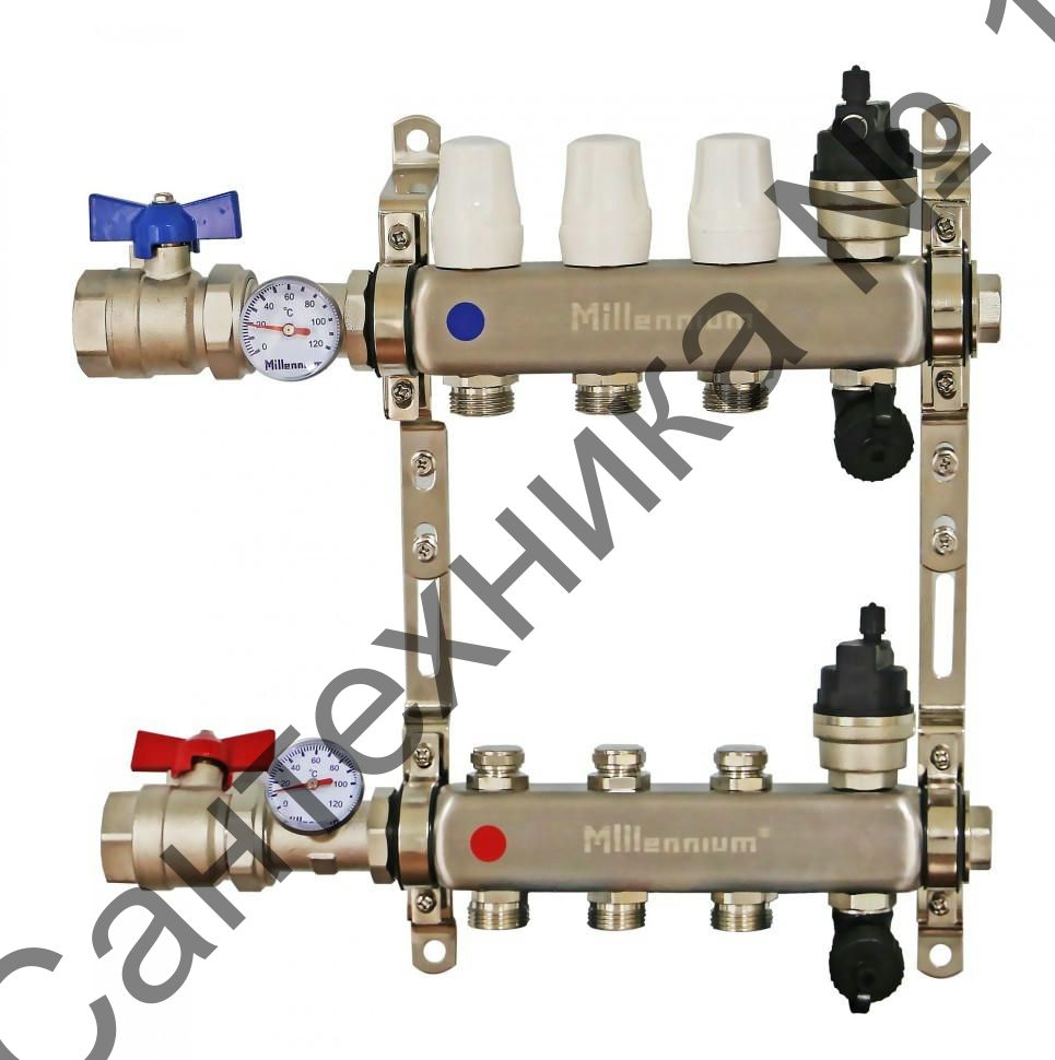 Коллекторная группа 1" 9 выходов с кранами Millennium