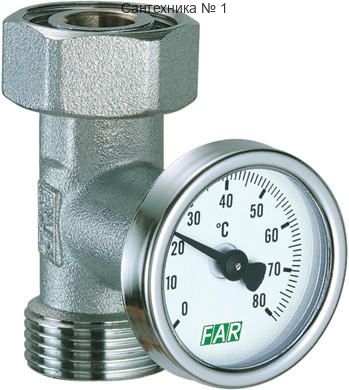 Тройник 3/4" с термометром 0-80°C FAR