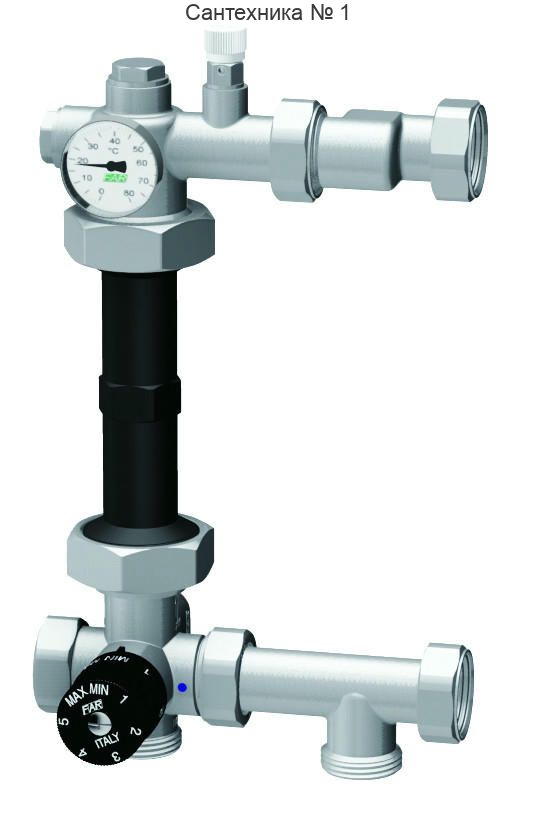 Узел для напольного отопления 1" с термосмесителем под насос 130 мм FAR