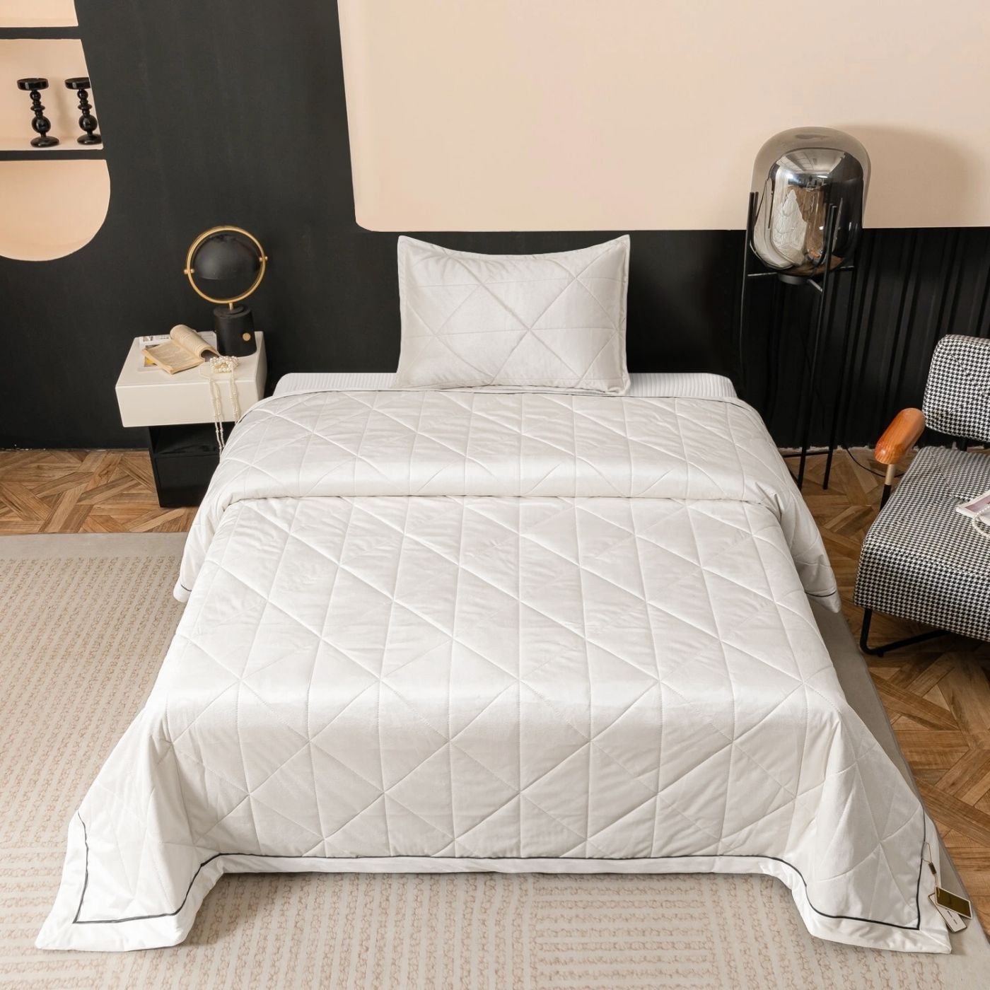 Велюровое покрывало в клетку OVL032