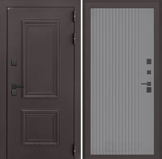 Входная дверь Лабиринт Полярис Лайт - 29 Серый софт рельеф с терморазрывом