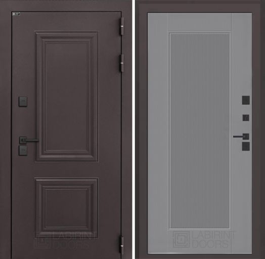 Входная дверь Лабиринт Полярис Лайт - 30 Серый софт рельеф с терморазрывом