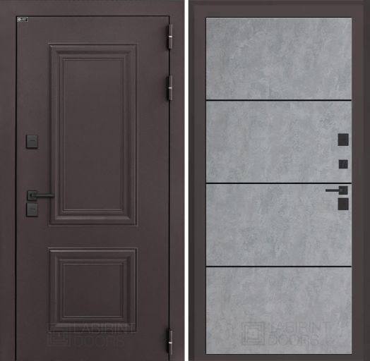 Входная дверь Лабиринт Полярис Лайт - 25 Бетон светлый (черная вставка) с терморазрывом
