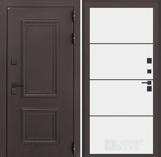 Входная дверь Лабиринт Полярис Лайт - 25 Белый софт (черная вставка) с терморазрывом