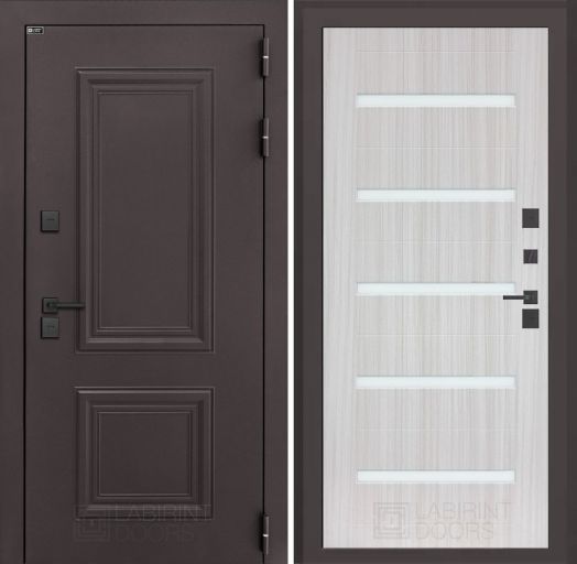 Входная дверь Лабиринт Полярис Лайт - 01 Сандал белый, стекло белое с терморазрывом