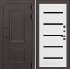 Входная дверь Лабиринт Полярис Лайт - 01 Белое дерево, стекло черное с терморазрывом