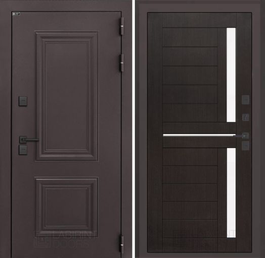 Входная дверь Лабиринт Полярис Лайт - 02 Венге , стекло белое с терморазрывом