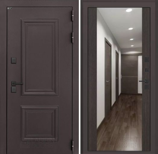 Входная дверь Лабиринт Полярис Лайт - Зеркало максимум Венге с терморазрывом