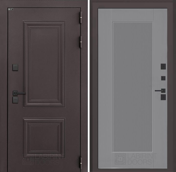 Входная дверь Лабиринт Полярис Лайт - 30 Серый софт рельеф с терморазрывом