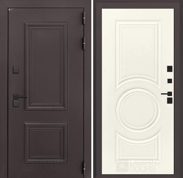 Входная дверь Лабиринт Полярис Лайт - 23 Ванилла веллюто с терморазрывом