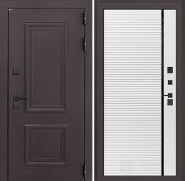 Входная дверь Лабиринт Полярис Лайт - 22 Белый софт, черная вставка с терморазрывом