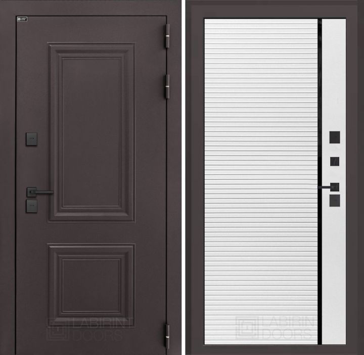 Входная дверь Лабиринт Полярис Лайт - 22 Белый софт, черная вставка с терморазрывом