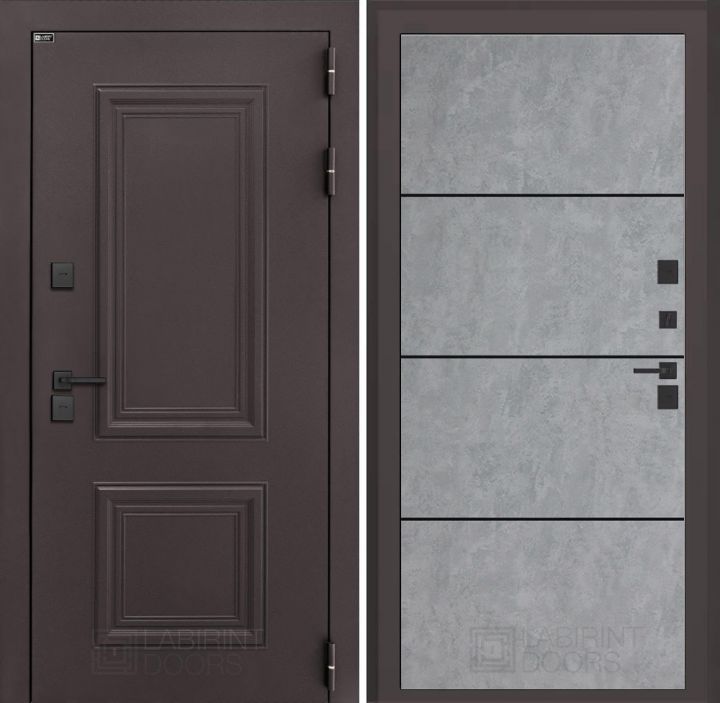 Входная дверь Лабиринт Полярис Лайт - 25 Бетон светлый (черная вставка) с терморазрывом