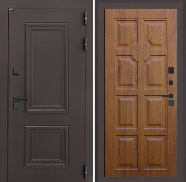 Входная дверь Лабиринт Полярис Лайт - 17 Винорит Золотой дуб с терморазрывом