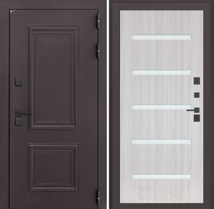 Входная дверь Лабиринт Полярис Лайт - 01 Сандал белый, стекло белое с терморазрывом