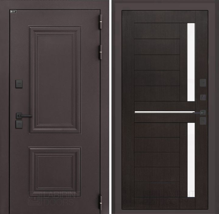 Входная дверь Лабиринт Полярис Лайт - 02 Венге , стекло белое с терморазрывом