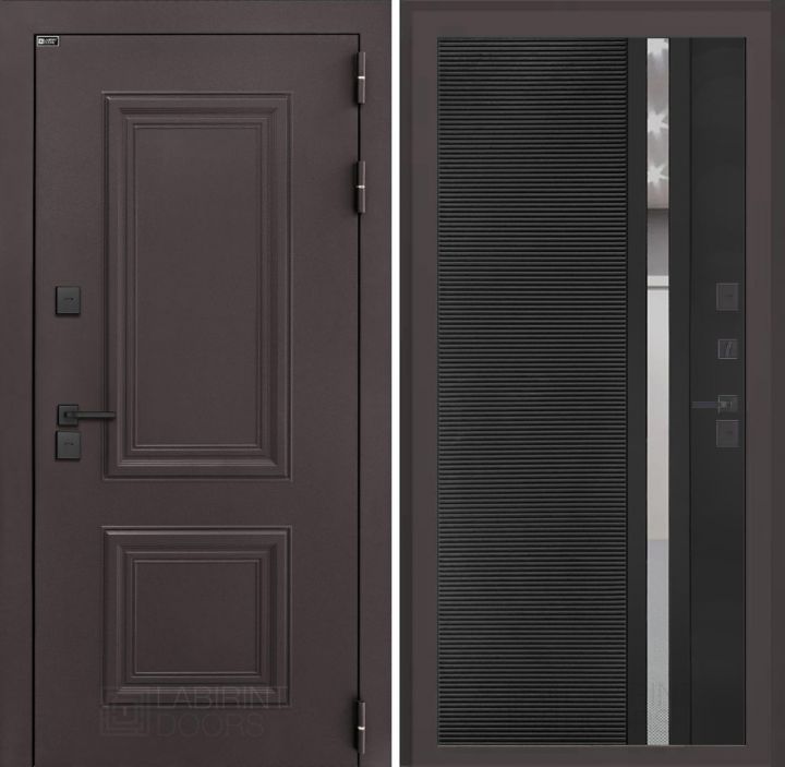 Входная дверь Лабиринт Полярис Лайт - 31 Черный кварц с терморазрывом