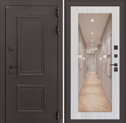 Входная дверь Лабиринт Полярис Лайт - 18 Зеркало Сандал белый с терморазрывом