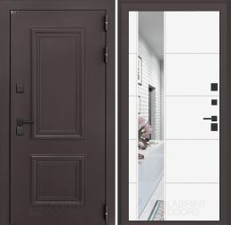 Входная дверь Лабиринт Полярис Лайт - 19 Зеркало Белый софт с терморазрывом