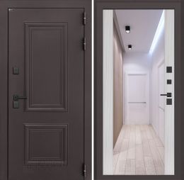 Входная дверь Лабиринт Полярис Лайт - Зеркало максимум Сандал белый с терморазрывом