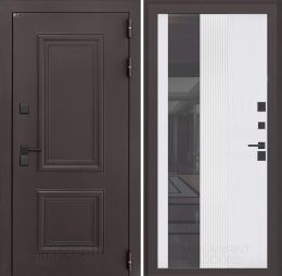 Входная дверь Лабиринт Полярис Лайт - 32 Зеркало белый софт рельеф с терморазрывом