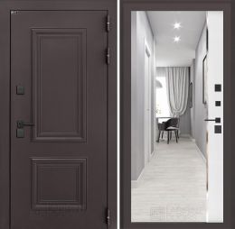 Входная дверь Лабиринт Полярис Лайт - Зеркало панорама Белый софт с терморазрывом