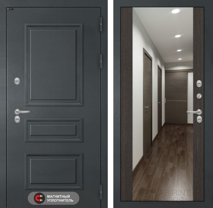 Входная дверь Лабиринт ATLANTIC - Зеркало максимум Венге с терморазрывом