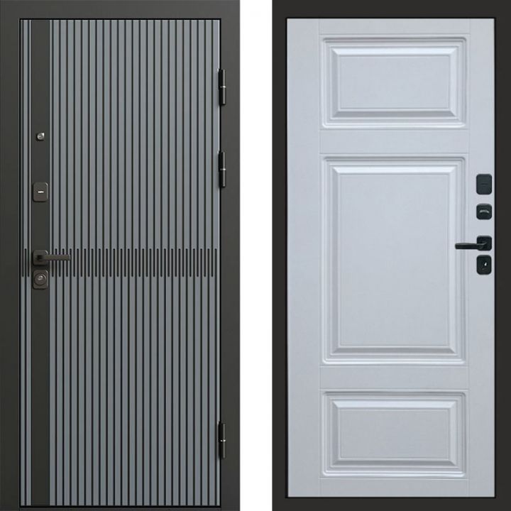 Входная дверь Termo-door Граунд Грей - Лион Белый софт