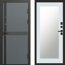 Входная дверь Termo-door Граунд Грей - Зеркало триумф Белый софт