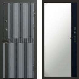 Входная дверь Termo-door Граунд Грей - Широкое Зеркало Фацет Черный кварц