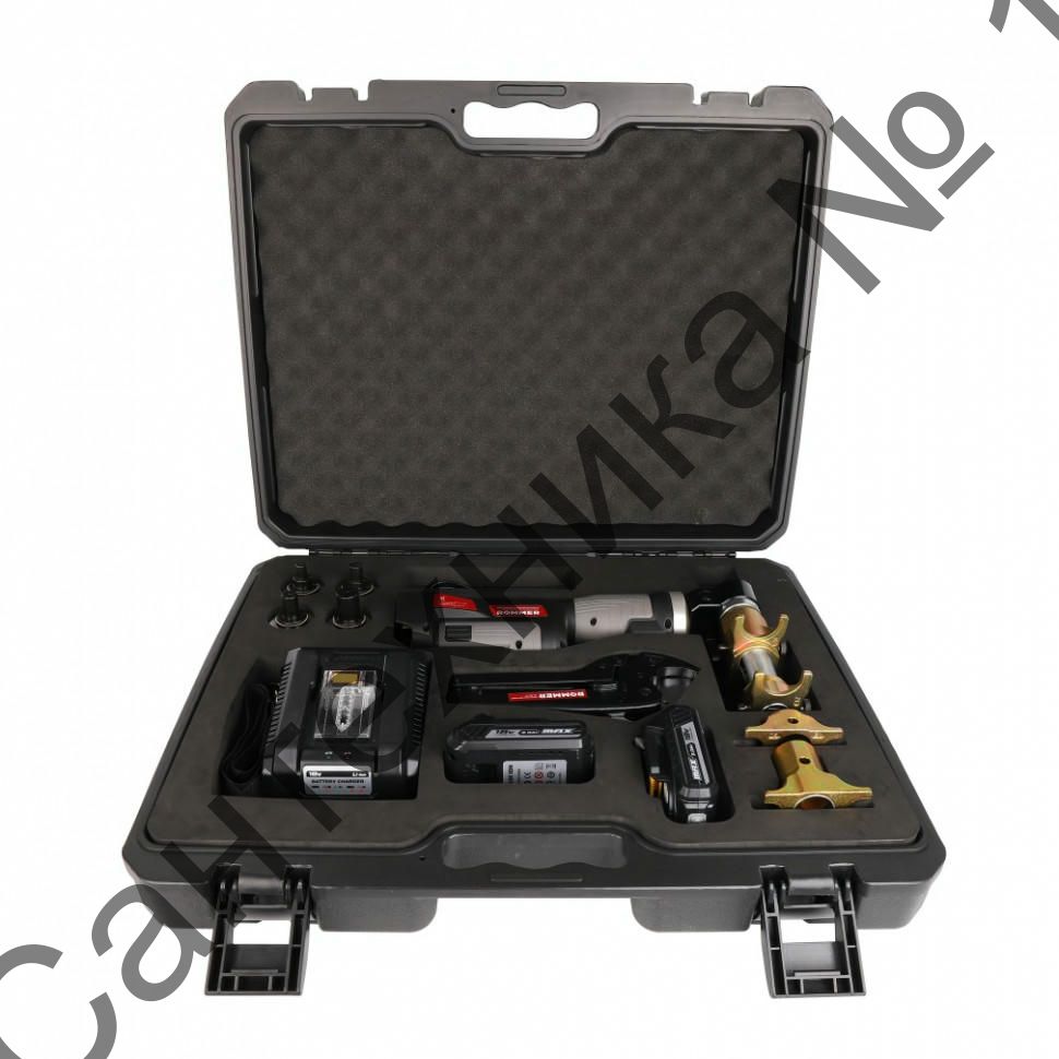 Комплект аккумуляторного инструмента для аксиальных фитингов, 4 насадки ROMMER