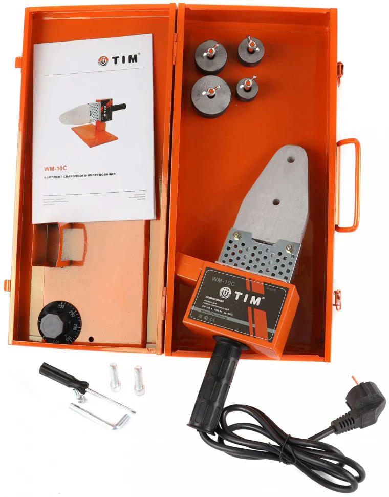 Сварочный аппарат для полипропиленовых труб и фитингов 20-40 мм, 4 насадки, 800 Вт TIM