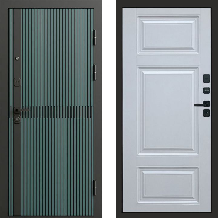 Входная дверь Termo-door Граунд velutto verde - Лион Белый софт