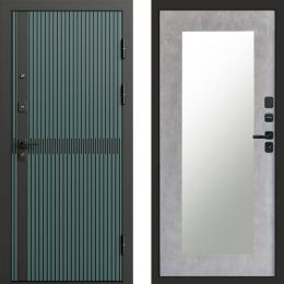 Входная дверь Termo-door Граунд velutto verde - Зеркало триумф Бетон светлый